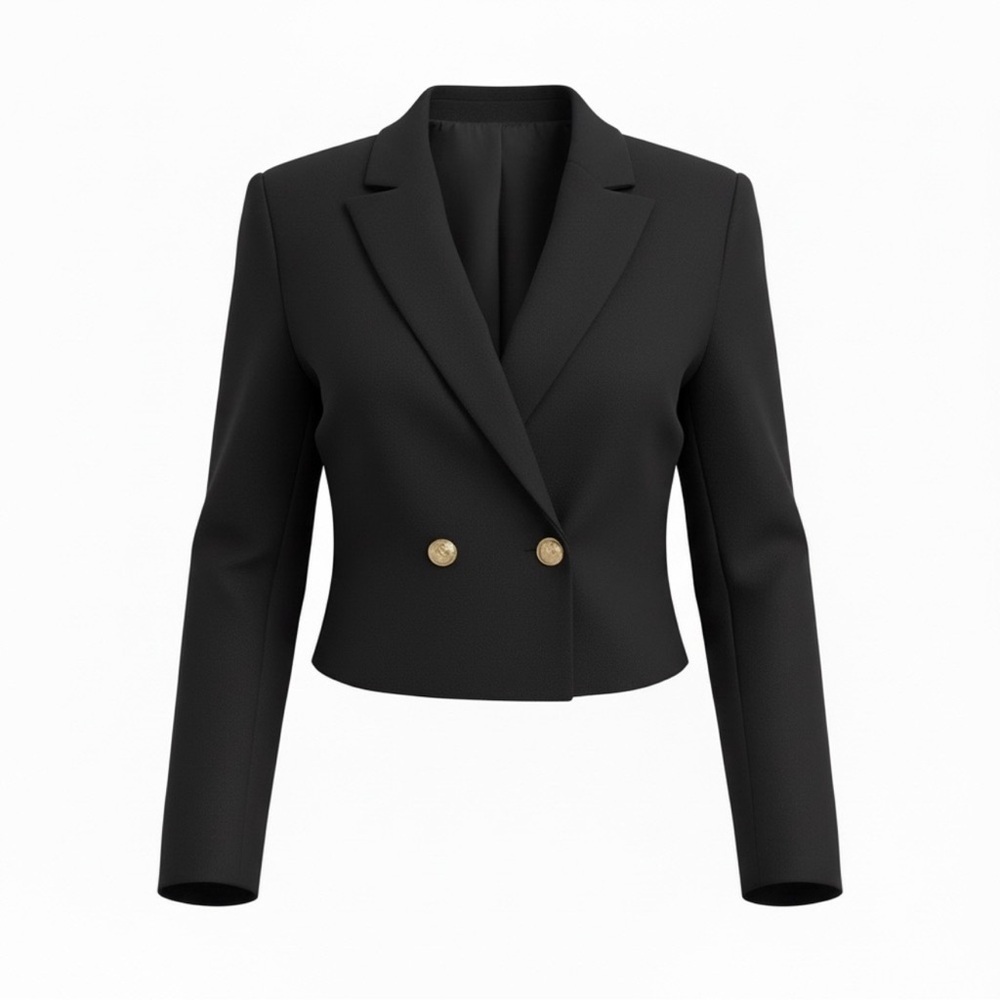Joie Black double breasted gold button cropped blazer Large